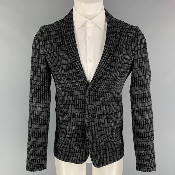 EMPORIO ARMANI Size 34 Grey Black Knitted Wool Blend Sport Coat - Picture 1 of 1